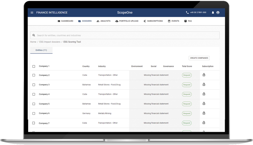 Scoring Tool - ESG analysis | Scope One